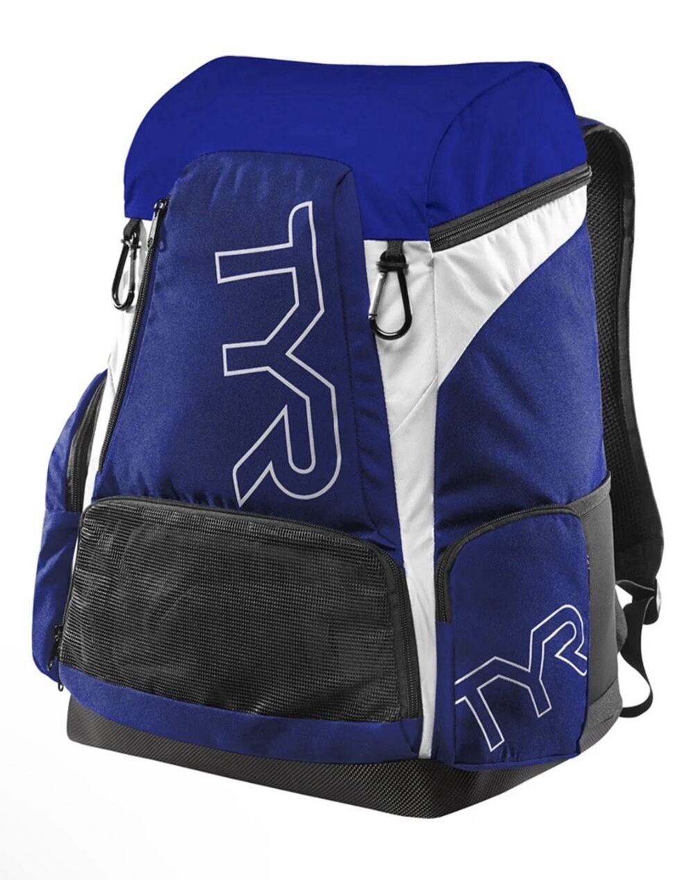TYR Alliance 45L Backpack Royal / White Multiple Pockets Expandable Mesh Pocket